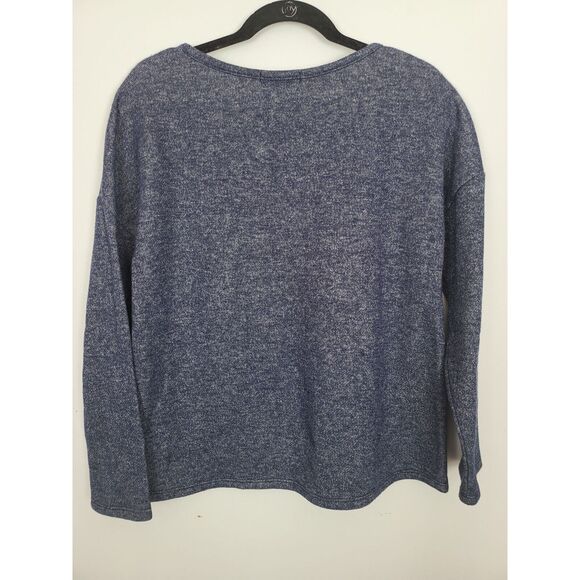 Le Lis Aztec Sweatshirt L Womens Blue Crew Neck Pullover Long Sleeve Boho Chic - Picture 6 of 6